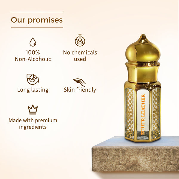 Zuhur Leather Non alcoholic Attar For Men